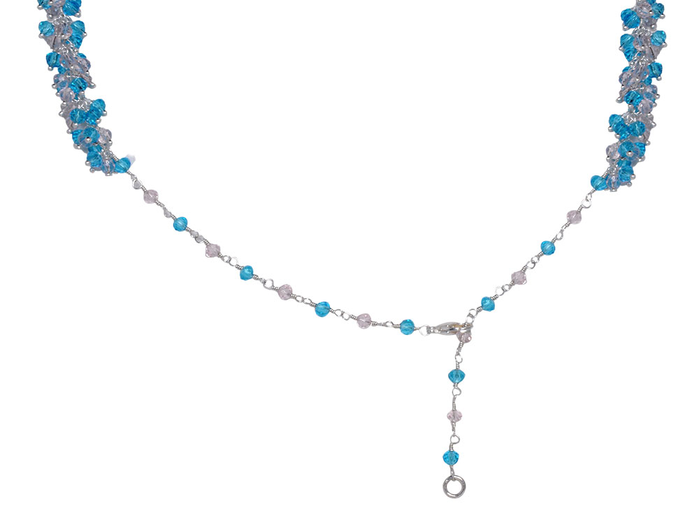 Gehna Jaipur Blue Topaz & Zirconia Beads Necklace Set Silver Rhodium Plating For Girls & Women CC-1049 - Image 5