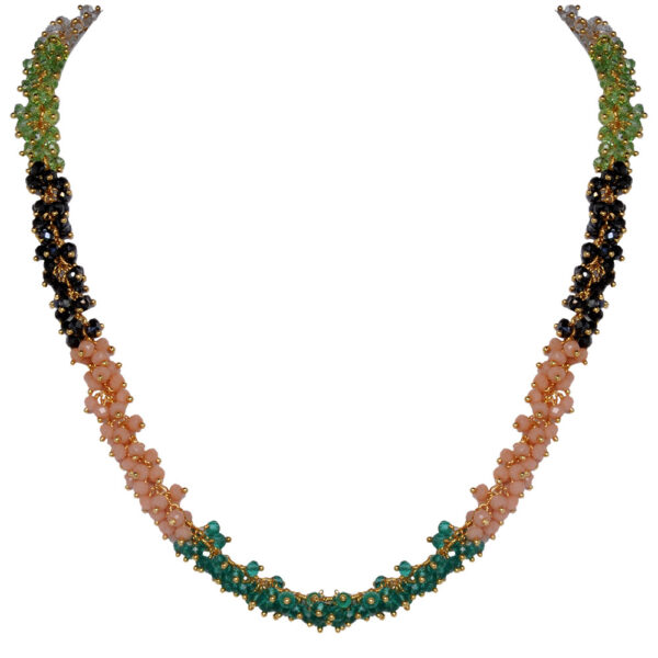 Gehna Jaipur Peridot, Blue Topaz, Black Spinel, Opal Zirconia Beads Necklace Set For Girls & Women CC-1050