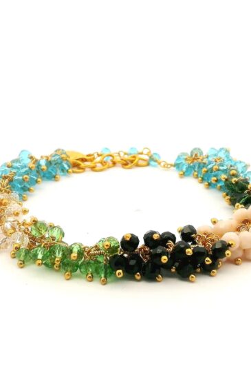 Gehna Jaipur Multi Color Zircon Beads Bracelet Made In Gold Plated Silver  For Girls & Women CB-1051
