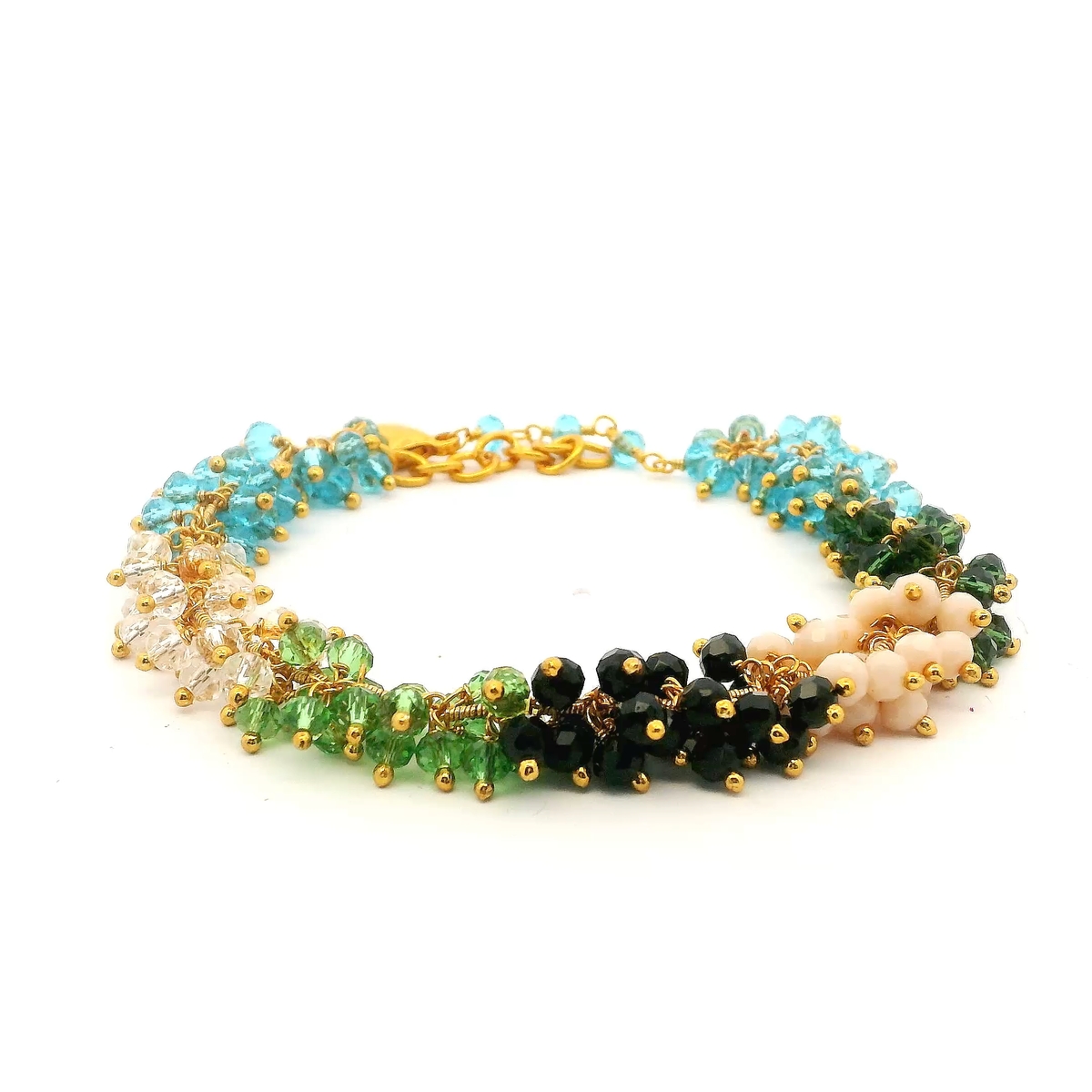 Gehna Jaipur Multi Color Zircon Beads Bracelet Made In Gold Plated Silver For Girls & Women CB-1051