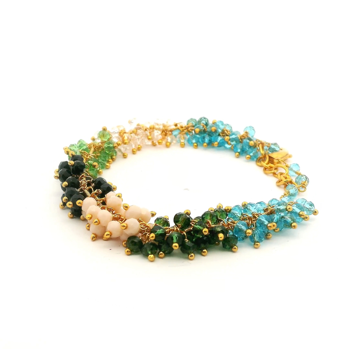 Gehna Jaipur Multi Color Zircon Beads Bracelet Made In Gold Plated Silver For Girls & Women CB-1051 - Image 3