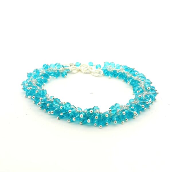 Gehna Jaipur Blue Topaz Zircon Beads Bracelet Made In Silver Polished Silver  For Girls & Women CB-1052