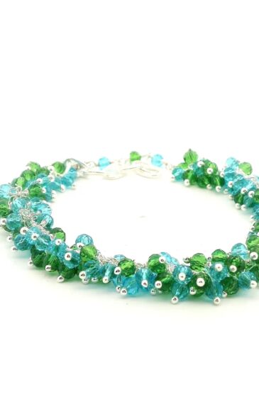 Gehna Jaipur T-Savorite & Blue Topaz Zircon Beads Bracelet In Silver Plating  For Girls & Women CB-1054