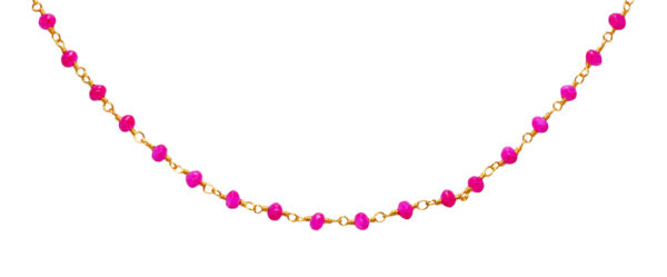 Gehna Jaipur Pink Chalcedony Color Zirconia Faceted Beads Gold Rhodium Plating For Girls & Women CC-1059