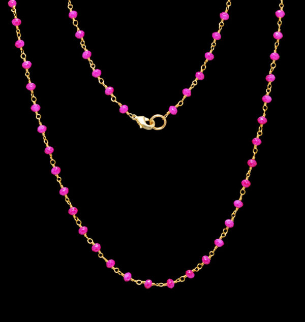 Gehna Jaipur Pink Chalcedony Color Zirconia Faceted Beads Gold Rhodium Plating For Girls & Women CC-1059