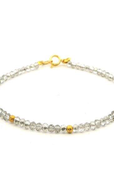 Gehna Jaipur Black Rutile Quartz Stone Beads With Golden Spacer Bracelet  For Girls & Women CB-1060
