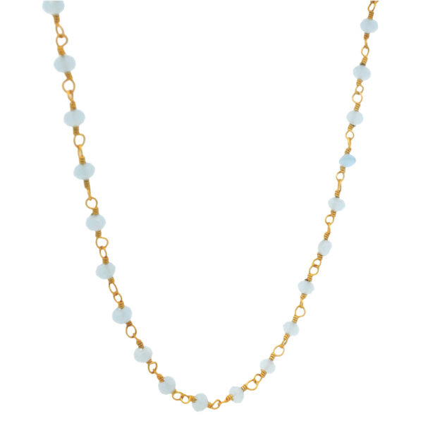 Gehna Jaipur Prehnite Color Zirconia Beads In Gold Rhodium Plated Rosary Chain For Girls & Women CC-1061