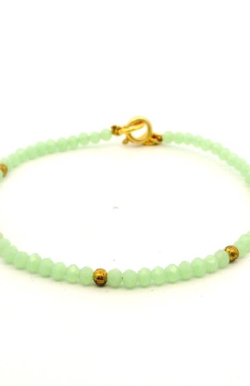 Gehna Jaipur Green Chalcedony & Vermeil Spacer Beads Bracelet  For Girls & Women CB-1062