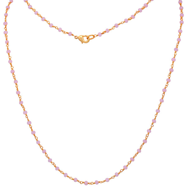 Gehna Jaipur Pink Chalcedony Color Zirconia Beads Gold Rhodium Plating For Girls & Women CC-1063