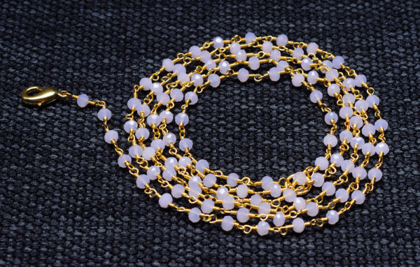 Gehna Jaipur Pink Chalcedony Color Zirconia Beads Gold Rhodium Plating For Girls & Women CC-1063