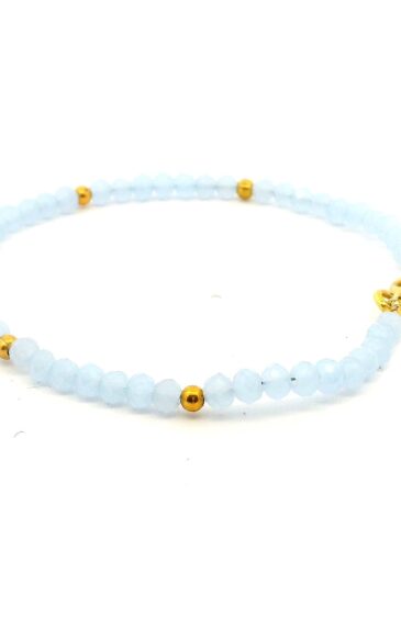 Gehna Jaipur Blue Chalcedony & Vermeil Spacer Beads Bracelet  For Girls & Women CB-1064