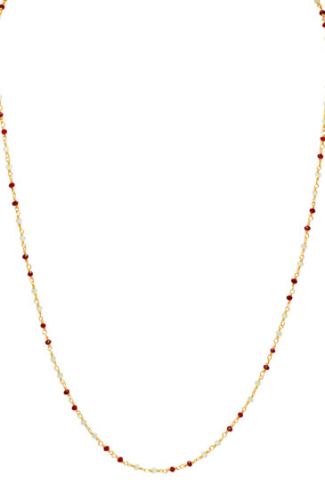 Gehna Jaipur 78″ Inches Long Red Garnet & Prehnite Color Zirconia Beads Rosary Chain For Girls & Women CC-1064