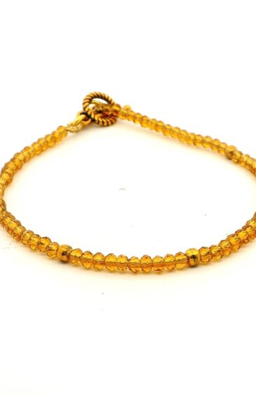Gehna Jaipur Citrine Color Zircon & Vermeil Spacer Beads Bracelet  For Girls & Women CB-1065