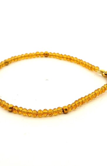 Gehna Jaipur Citrine Color Zircon & Vermeil Spacer Beads Bracelet  For Girls & Women CB-1065