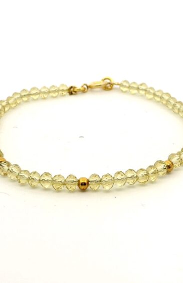Gehna Jaipur Lemon Topaz Faceted Zircon & Vermeil Spacer Beads Bracelet  For Girls & Women CB-1068