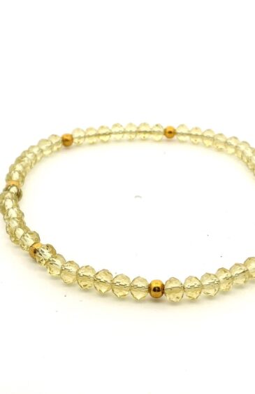 Gehna Jaipur Lemon Topaz Faceted Zircon & Vermeil Spacer Beads Bracelet  For Girls & Women CB-1068