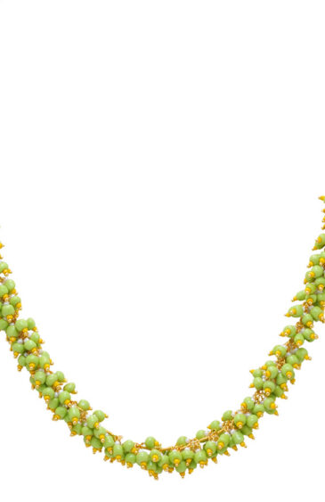 Gehna Jaipur Parrot Green & Yellow Color Zirconia Beads Necklace & Earrings For Girls & Women CC-1069