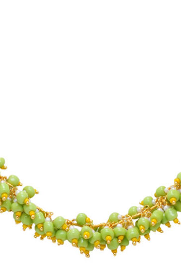 Gehna Jaipur Parrot Green & Yellow Color Zirconia Beads Necklace & Earrings For Girls & Women CC-1069