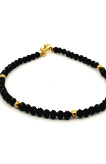 Gehna Jaipur Black Spinel Zircon & Vermeil Spacer Beads Bracelet  For Girls & Women CB-1070