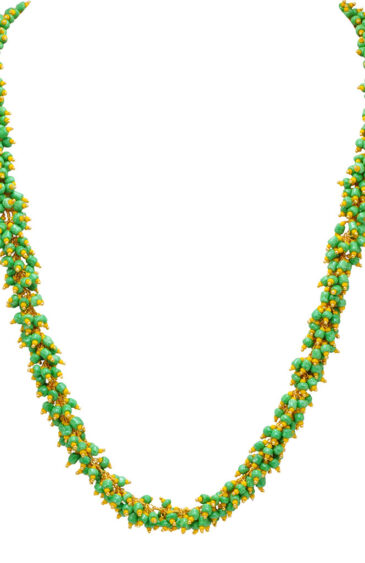 Gehna Jaipur Green & Yellow Color Zirconia Beads Necklace Set Gold Rhodium Plating For Girls & Women CC-1070