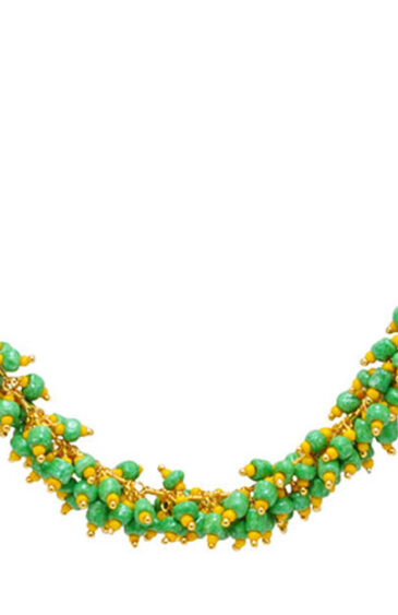 Gehna Jaipur Green & Yellow Color Zirconia Beads Necklace Set Gold Rhodium Plating For Girls & Women CC-1070