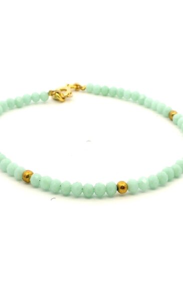 Gehna Jaipur Green Chalcedony Zircon & Vermeil Spacer Beads Bracelet  For Girls & Women CB-1071