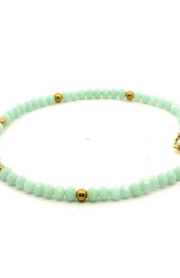 Gehna Jaipur Green Chalcedony Zircon & Vermeil Spacer Beads Bracelet  For Girls & Women CB-1071