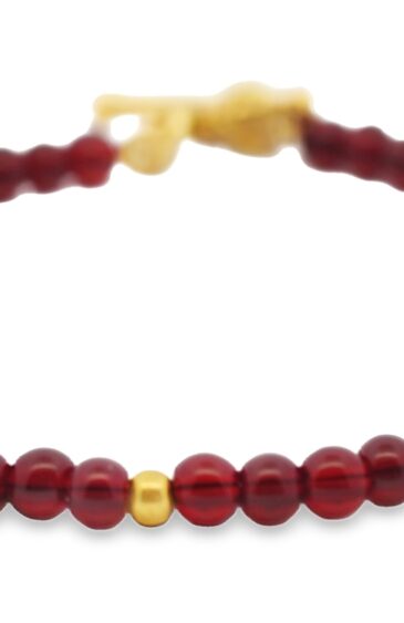 Gehna Jaipur Plain Ruby Zircon Balls & Vermeil Spacer Beads Bracelet  For Girls & Women CB-1072