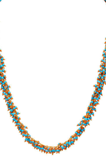 Gehna Jaipur Turquoise & Orange Color Zirconia Beads Necklace & Earrings For Girls & Women CC-1072