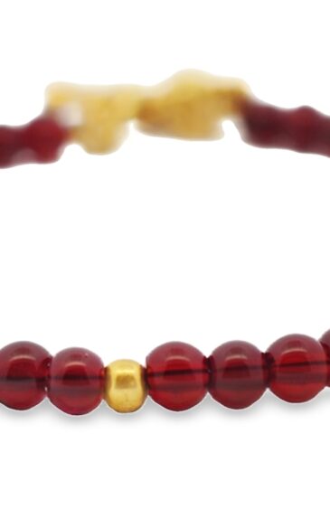 Gehna Jaipur Plain Ruby Zircon Balls & Vermeil Spacer Beads Bracelet  For Girls & Women CB-1072