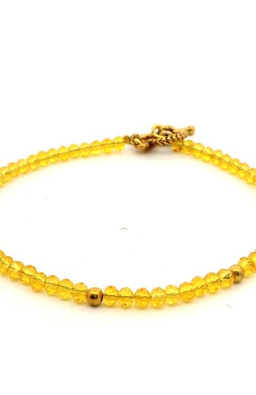 Gehna Jaipur Yellow Sapphire Faceted Zircon & Vermeil Spacer Beads Bracelet  For Girls & Women CB-1073