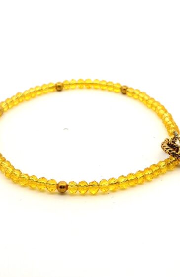 Gehna Jaipur Yellow Sapphire Faceted Zircon & Vermeil Spacer Beads Bracelet  For Girls & Women CB-1073