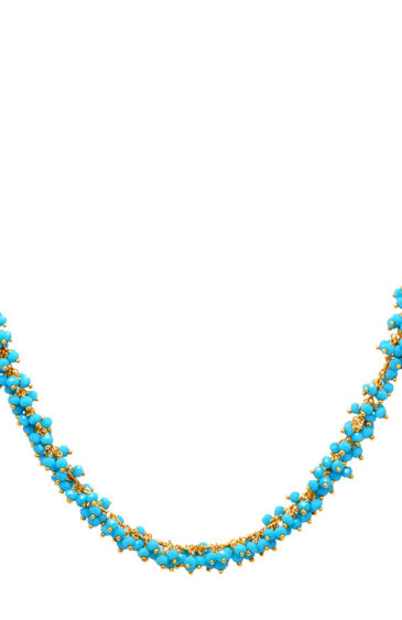 Gehna Jaipur Turquoise Color Zirconia Faceted Beads Necklace & Earrings For Girls & Women CC-1073