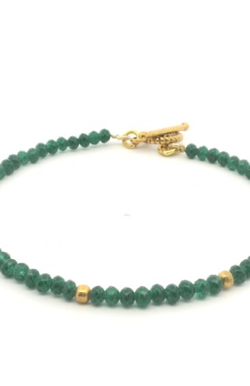 Gehna Jaipur Emerald Zircon & Vermeil Spacer Beads Bracelet  For Girls & Women CB-1074