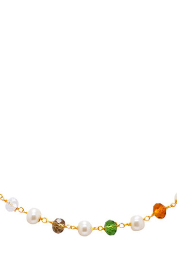 Gehna Jaipur Pearl, Blue Topaz, Amethyst & Citrine C.Z Bead Zirconia Rosary Chain For Girls & Women CC-1074