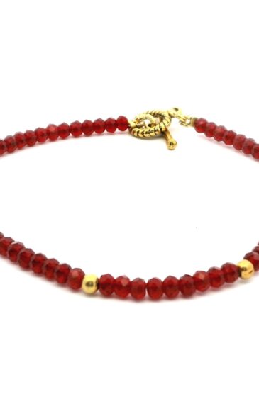 Gehna Jaipur Red Color Transparent Zircon & Vermeil Spacer Beads Bracelet  For Girls & Women CB-1075