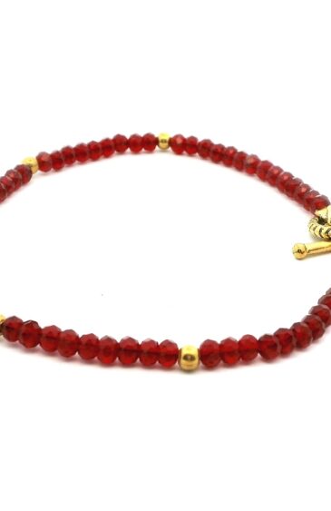 Gehna Jaipur Red Color Transparent Zircon & Vermeil Spacer Beads Bracelet  For Girls & Women CB-1075