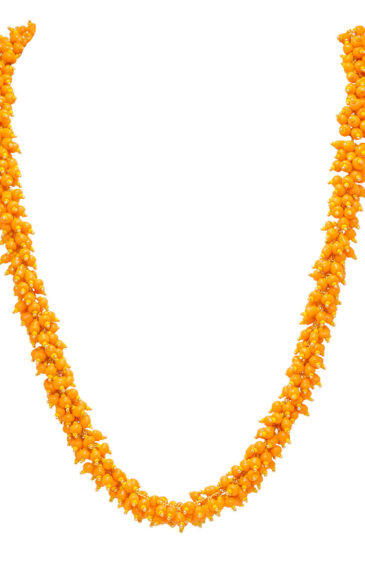 Gehna Jaipur Orange & Yellow Color Zirconia Beads Necklace & Earrings For Girls & Women CC-1075