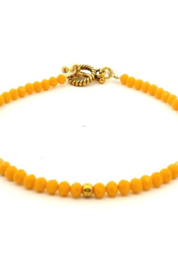 Gehna Jaipur Mustard Yellow Zircon & Vermeil Spacer Beads Bracelet  For Girls & Women CB-1076