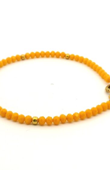 Gehna Jaipur Mustard Yellow Zircon & Vermeil Spacer Beads Bracelet  For Girls & Women CB-1076