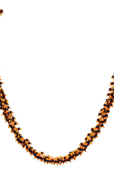 Gehna Jaipur Black & Orange Color Zirconia Beads Necklace & Earrings For Girls & Women CC-1076