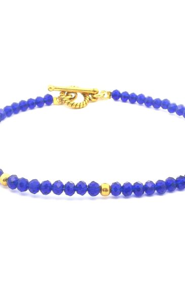 Gehna Jaipur Lapis Lazuli Zircon & Vermeil Spacer Beads Bracelet  For Girls & Women CB-1078
