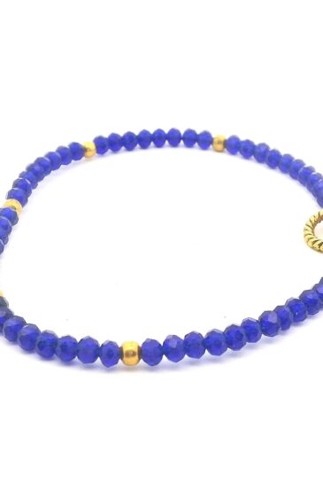 Gehna Jaipur Lapis Lazuli Zircon & Vermeil Spacer Beads Bracelet  For Girls & Women CB-1078