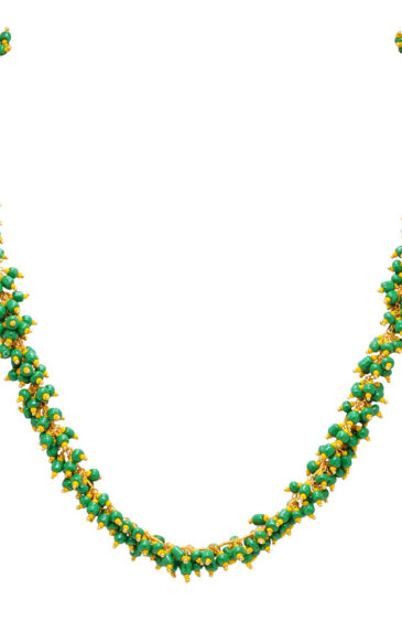 Gehna Jaipur Emerald Green & Yellow Color Zirconia Beads Necklace & Earrings For Girls & Women CC-1078