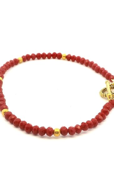 Gehna Jaipur Red Jasper Zircon & Vermeil Spacer Beads Bracelet  For Girls & Women CB-1079
