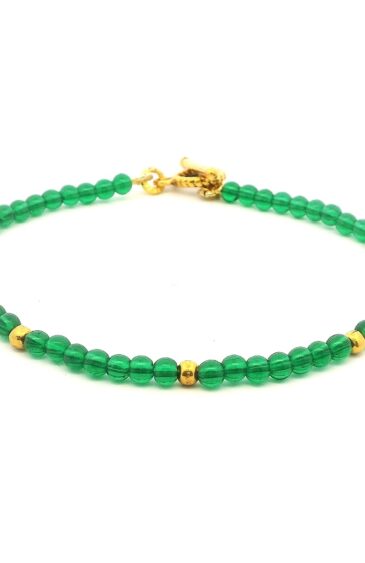 Gehna Jaipur Plain Emerald Zircon & Vermeil Spacer Beads Bracelet  For Girls & Women CB-1080