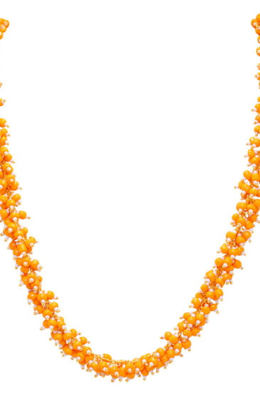Gehna Jaipur Carnelian Orange & White Color Zirconia Beads Necklace & Earrings For Girls & Women CC-1080