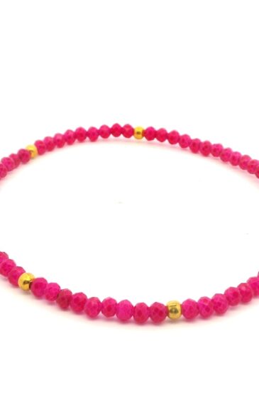 Gehna Jaipur Pink Chalcedony Zircon & Vermeil Spacer Beads Bracelet  For Girls & Women CB-1081