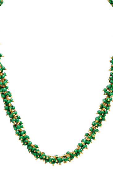 Gehna Jaipur Emerald & Golden Color Zirconia Beads Necklace & Earrings For Girls & Women CC-1081