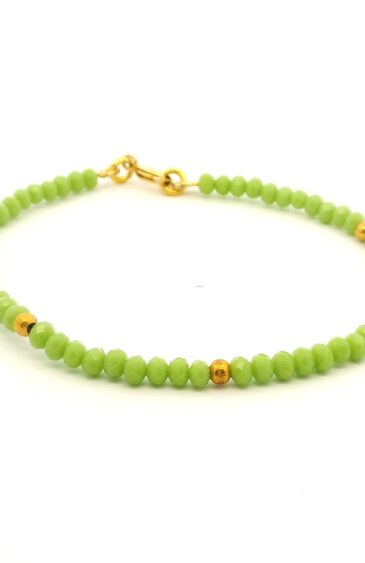 Gehna Jaipur Green Chalcedony Zircon & Vermeil Spacer Beads Bracelet  For Girls & Women CB-1082